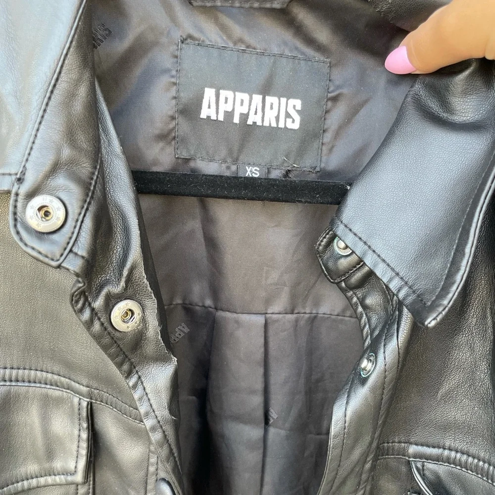 Apparis oversized black leather jacket size xs